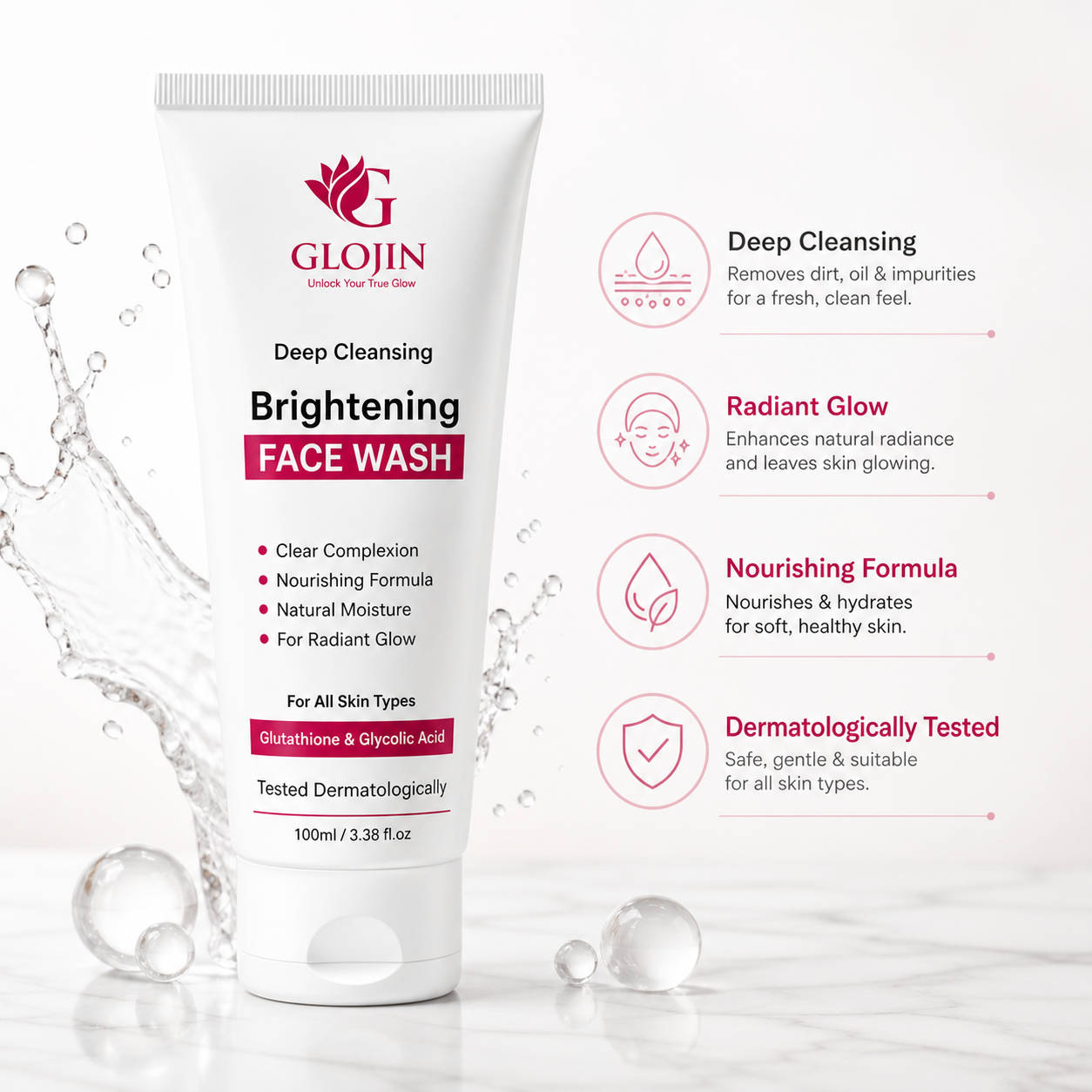 Glojin Night Cream + Glutathione Face wash | Brightening Care Duo